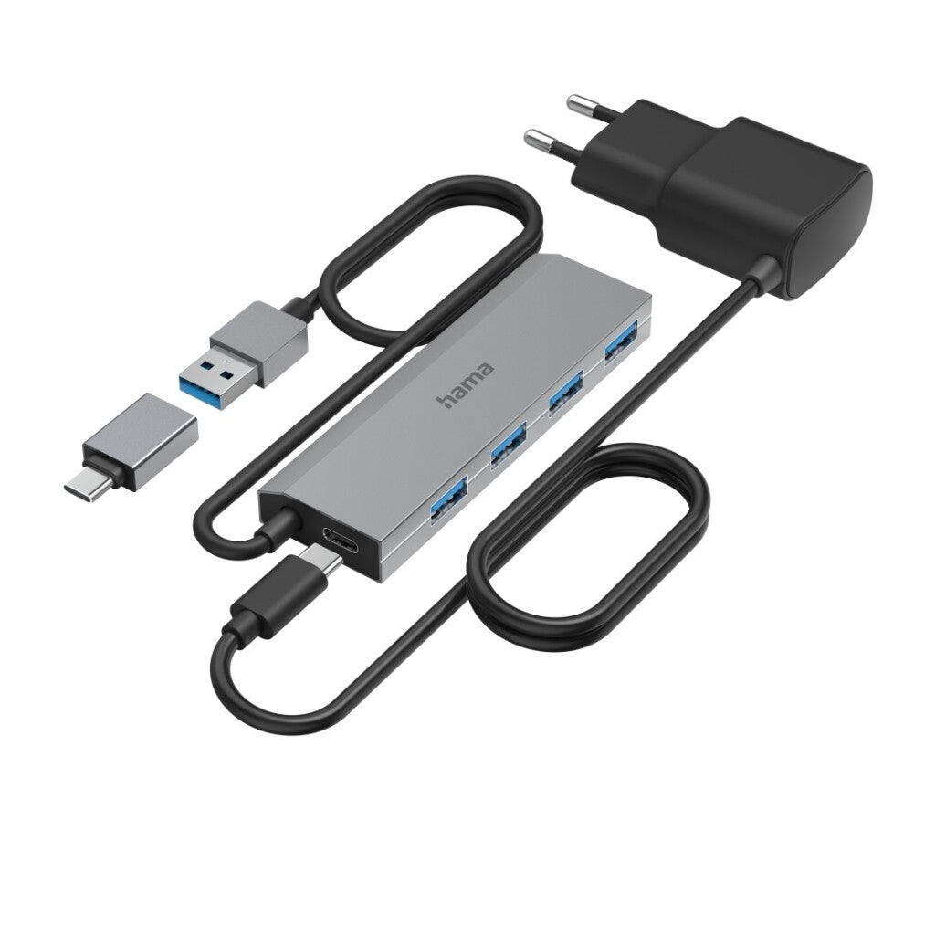 Hama Usb-Hub 4-Poorts Usb 3.2 Gen1 5 Gbit/S Inc. Usb-C-Adapter En Netadapter