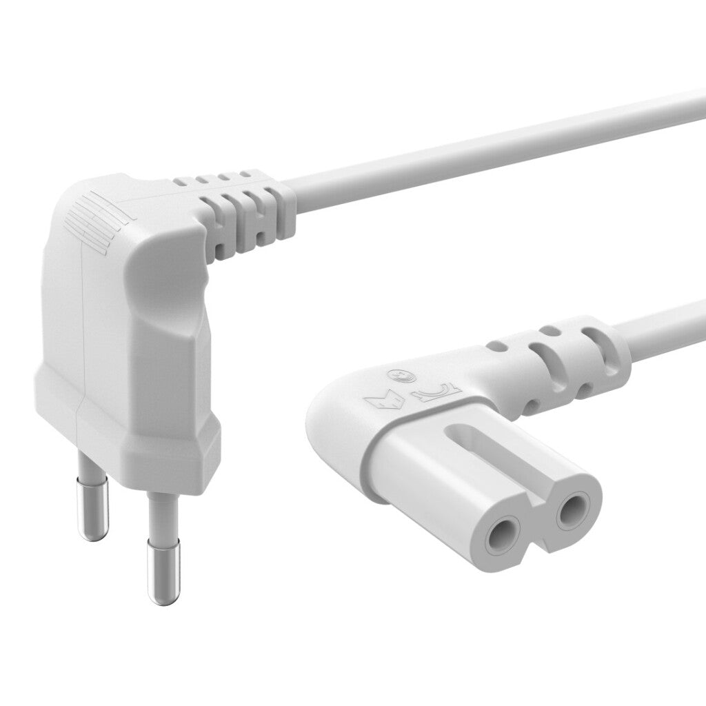 Hama Netsnoer Aan Beide Zijden Haaks Euro-Stekker Dubbele Groef/C7 3 M Wit
