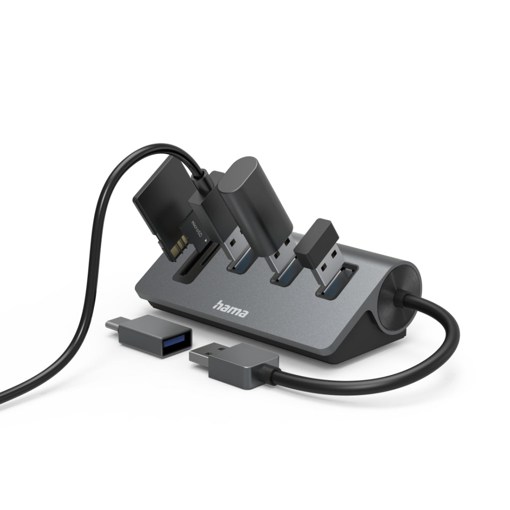 Hama Otg-Hub/Kaartlezer 5-Poorts 3X Usb-A Sd Microsd Incl. Usb-C-Adapter