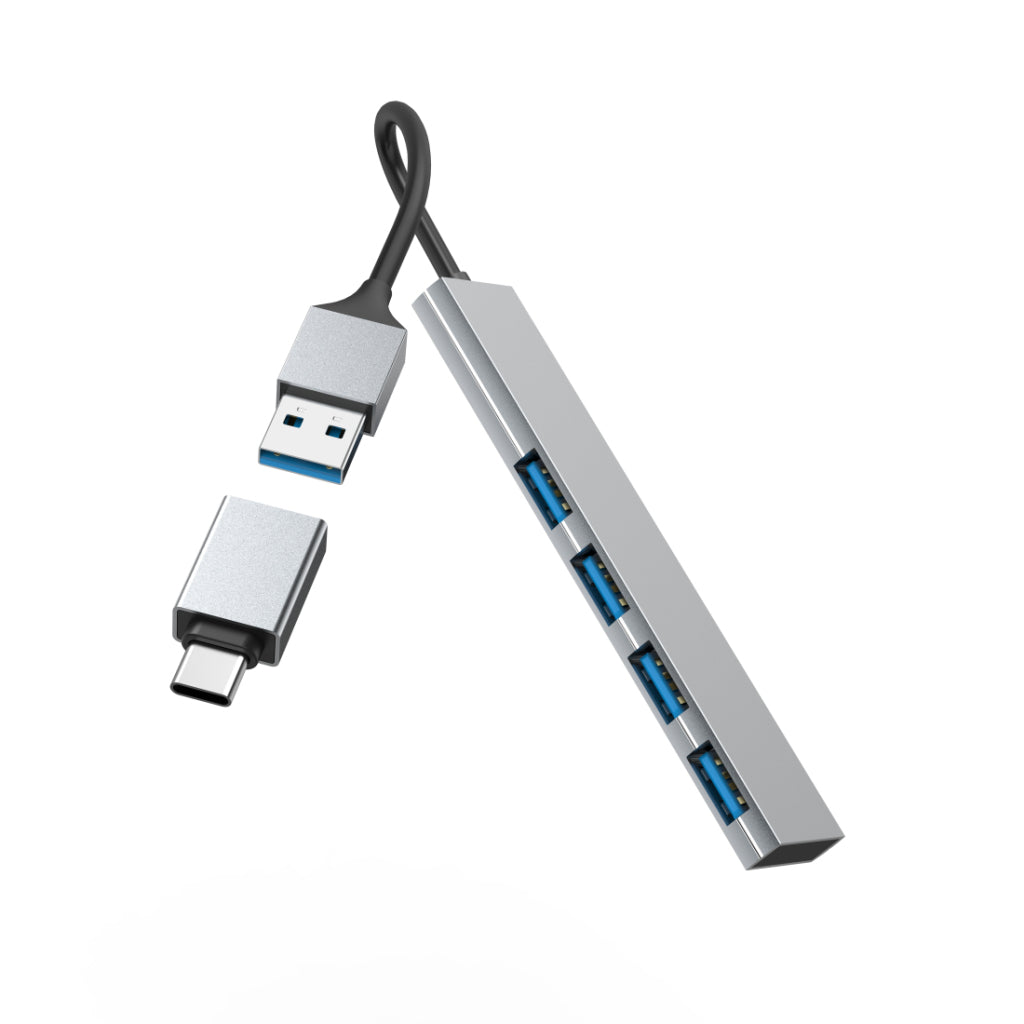 Hama Usb-Hub 4-Poorts Usb 3.2 Gen1 5 Gbit/S Ultra Slim Incl. Usb-C-Adapter