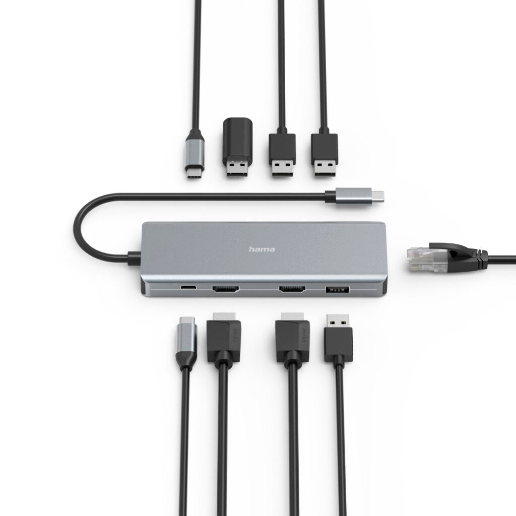 Hama Usb C Hub 9-Poorts 2X Hdmi Usb A Usb C Lan Antraciet