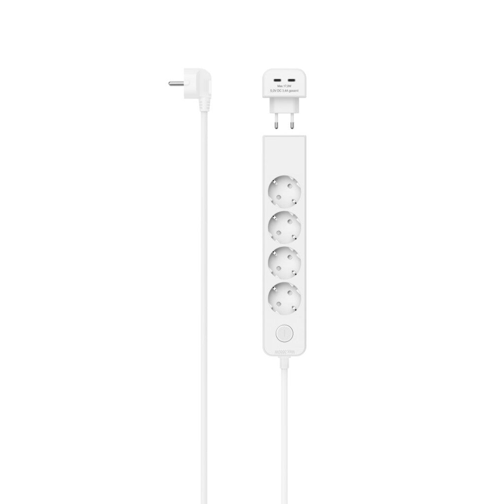 Hama Stekkerdoos 5-Voudig M. Usb-C-Adapter 2-Voudig 17W Schakelaar 1,4M Wit