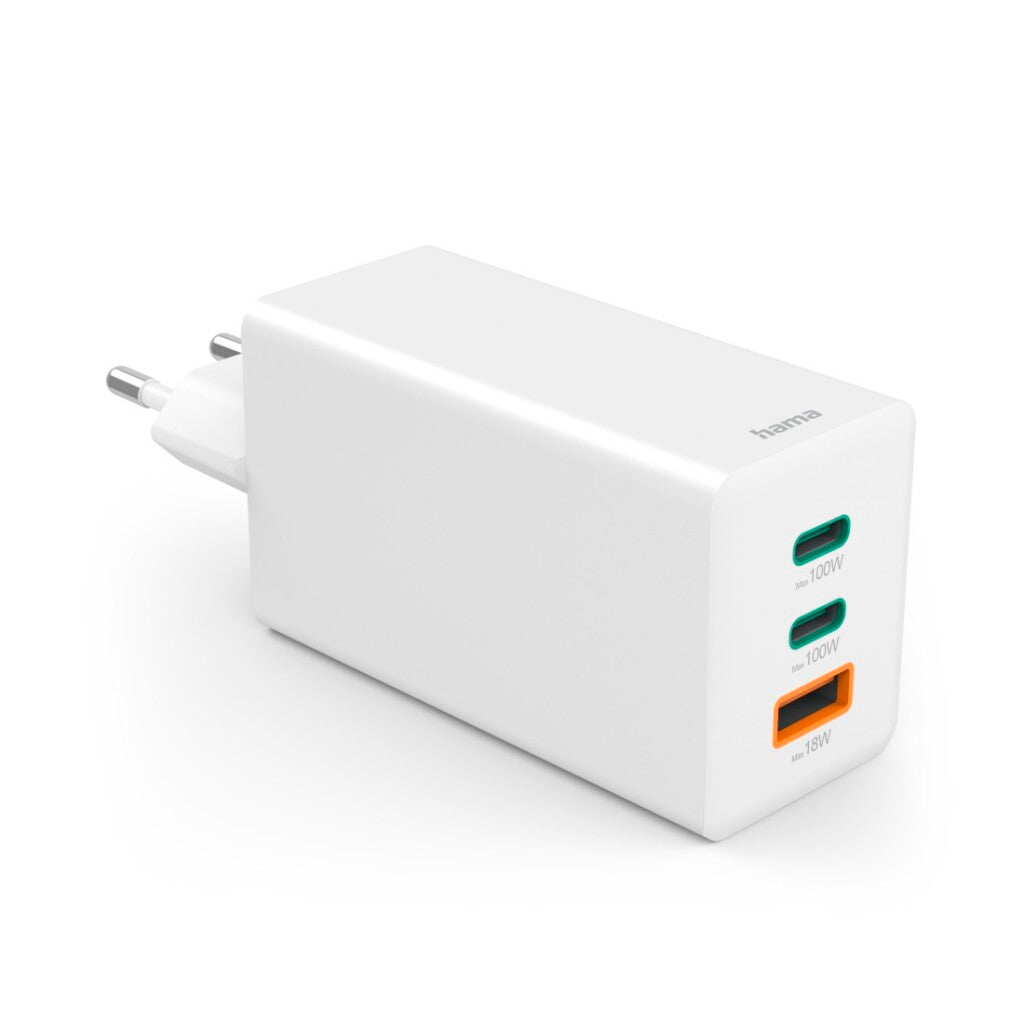 Hama Snellader Gan 2X Usb C Pd 1X Usb A Qc 100W Wit