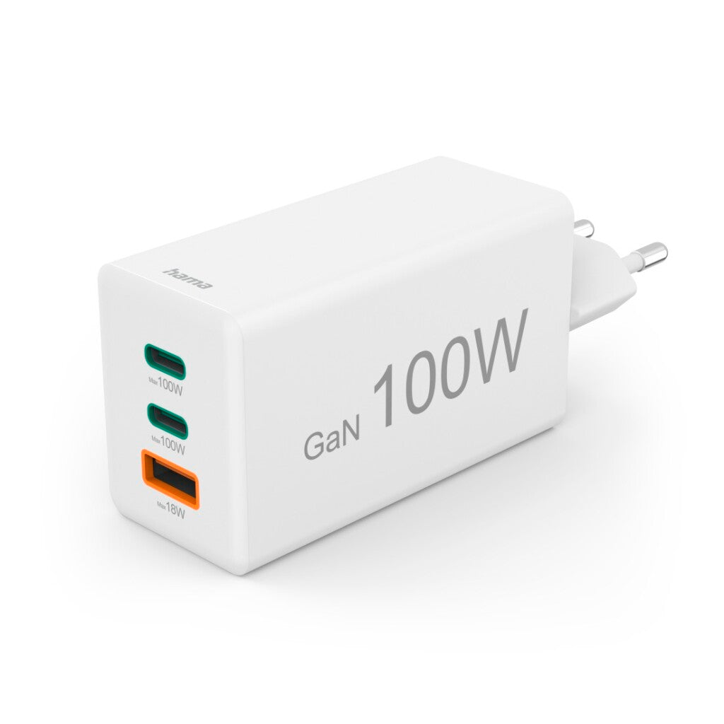 Hama Snellader 100W Gan 2X Usb-C Pd 1X Usb-A Qc Wit