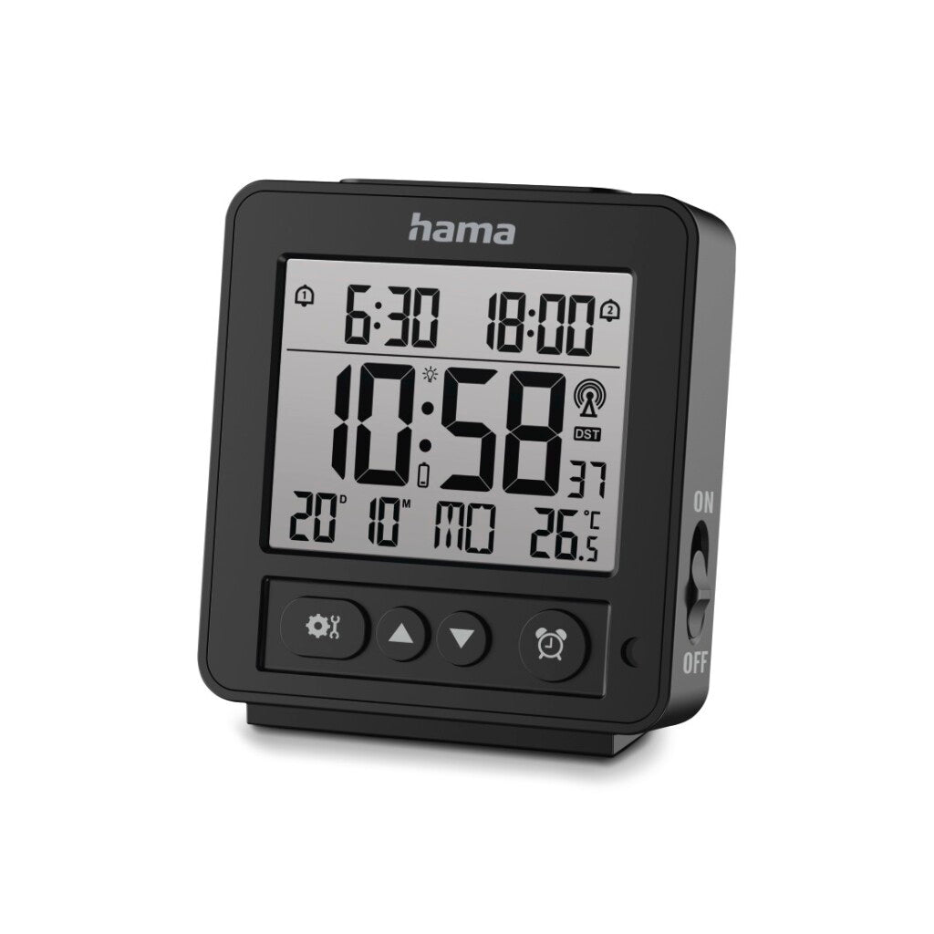 Hama Digitale Radiogestuurde Lcd Wekker Rhodos Zwart