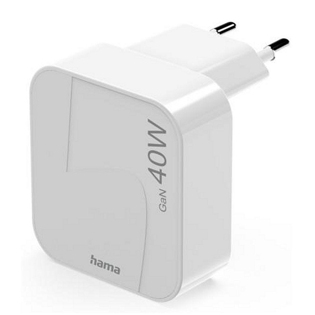 Hama Snellader Gan 2X Usb-C Inklapbare Mini-Oplader Pd 40W Wit