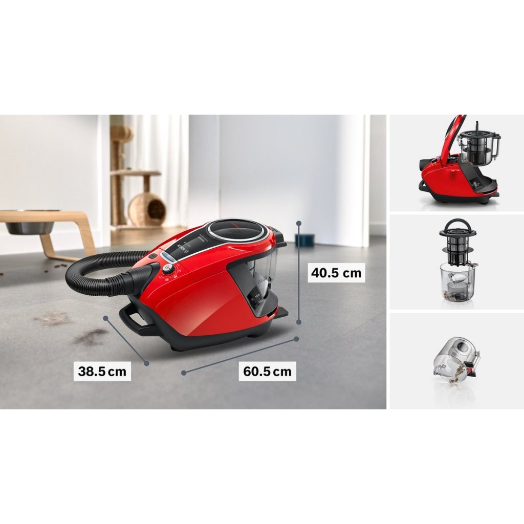 Bosch Bgs7Pet1 Proanimal Stofzuiger Zonder Zak 800W Rood/Zwart
