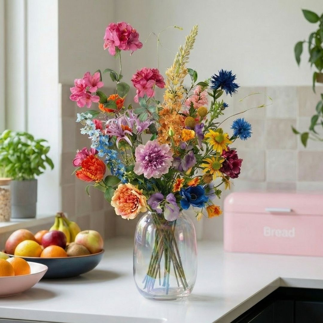 Artificial Flower Bouquet - Summer Garden Deluxe - Real Touch - 19 Stems - ↑ 100 Cm