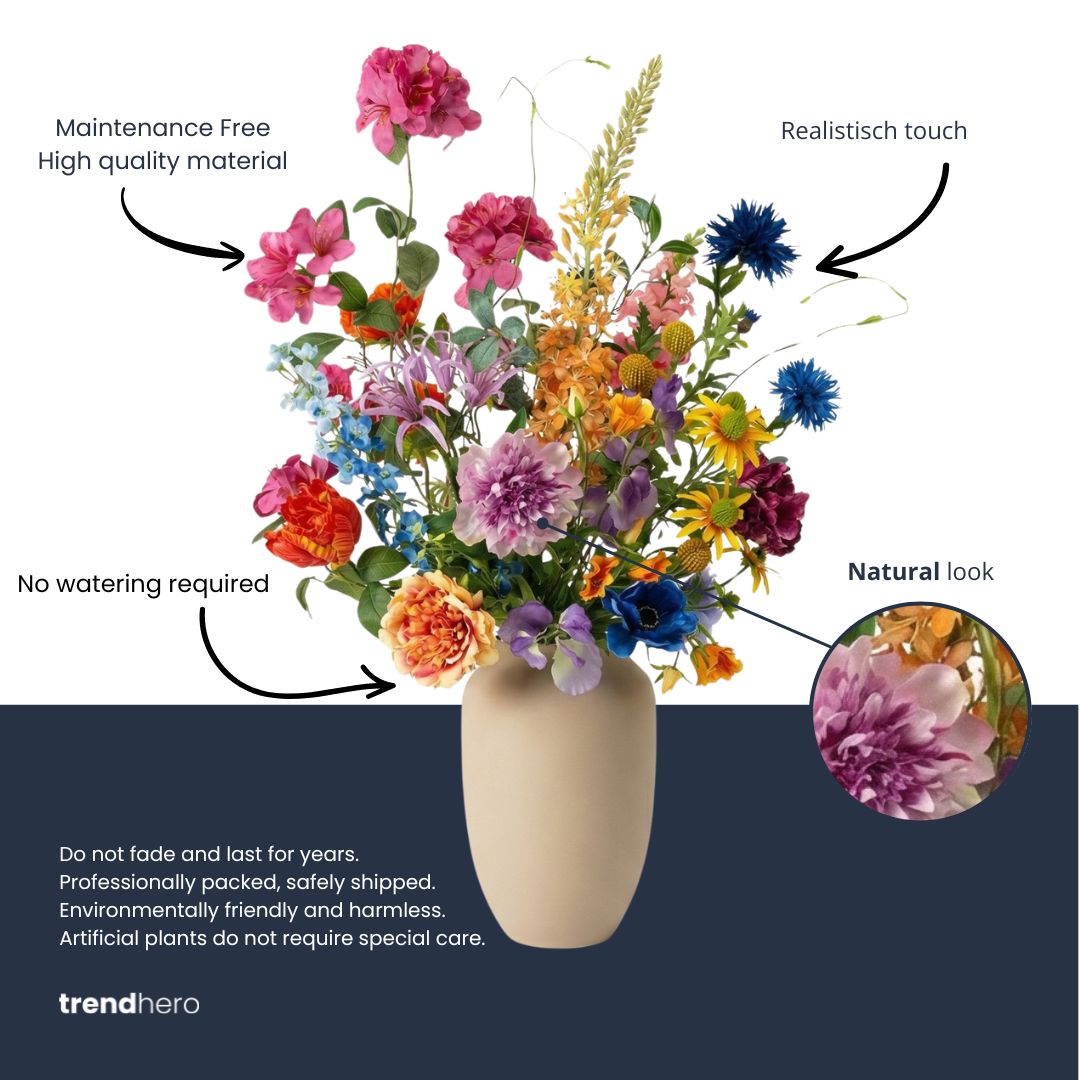 Artificial Flower Bouquet - Summer Garden Deluxe - Real Touch - 19 Stems - ↑ 100 Cm