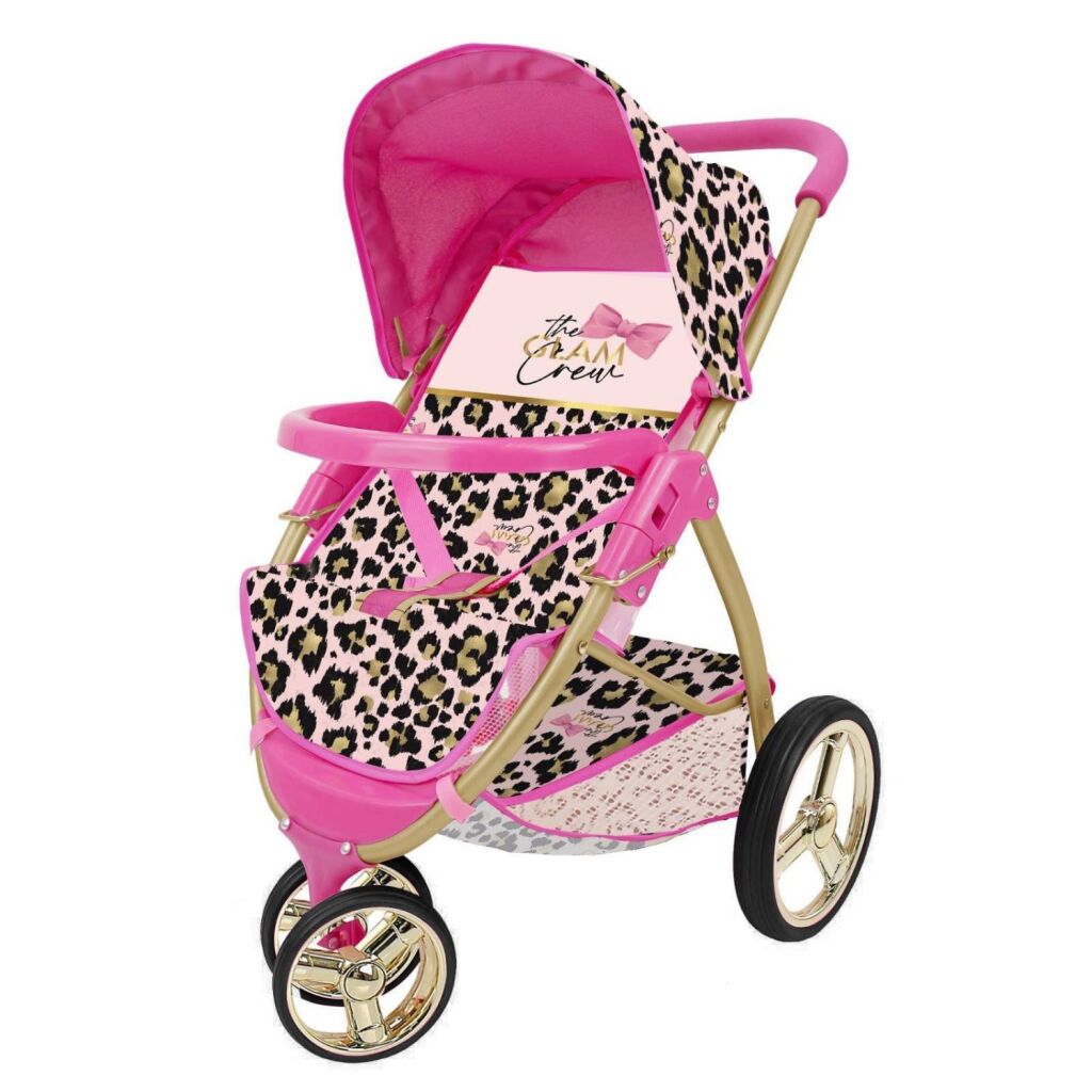 Glam Crew The Glam Crew Poppenbuggy Mabella + Zwenkwiel Met Luipaardprint  Roze/Goud
