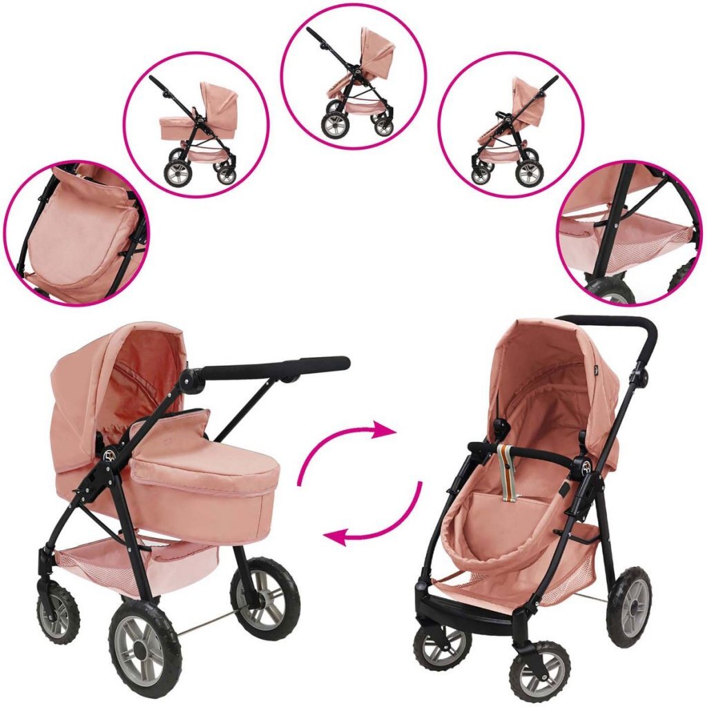 Overige Merken Poppenwagen 73X40X62.5 Cm Roze/Zwart