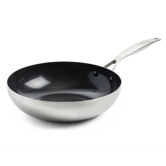 Greenpan Geneva Wokpan 28 Cm Rvs/Zwart