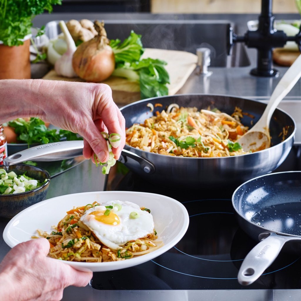 Greenpan Geneva Wokpan 28 Cm Rvs/Zwart