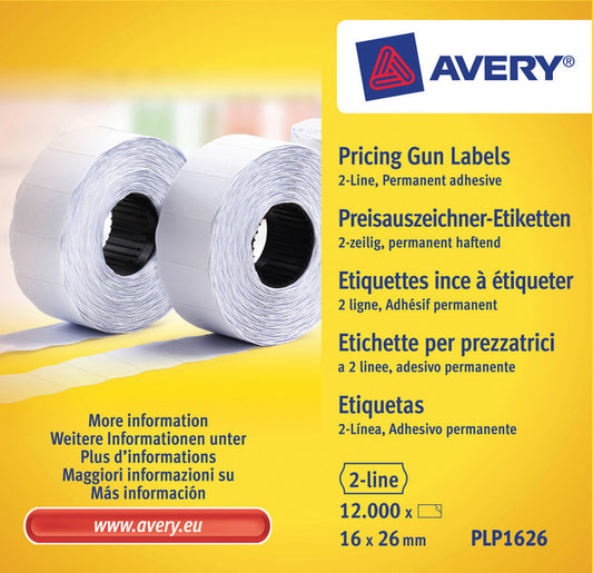 Avery Av-Plp1626 Prijstangetiketten Permanent 26X16Mm Wit 10 Rol In Doos