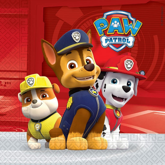 Paw Patrol Ready For Action Servetten 33X33 Cm 20 Stuks Rood/Wit