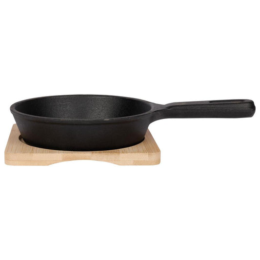 Overige Merken Gietijzeren Gratinschotel 12.5 Cm + Bamboe Onderzetter Zwart