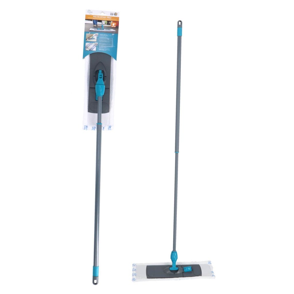 Linea Plushine Pro Dweil Met Telescopische Steel 130 Cm Grijs/Blauw