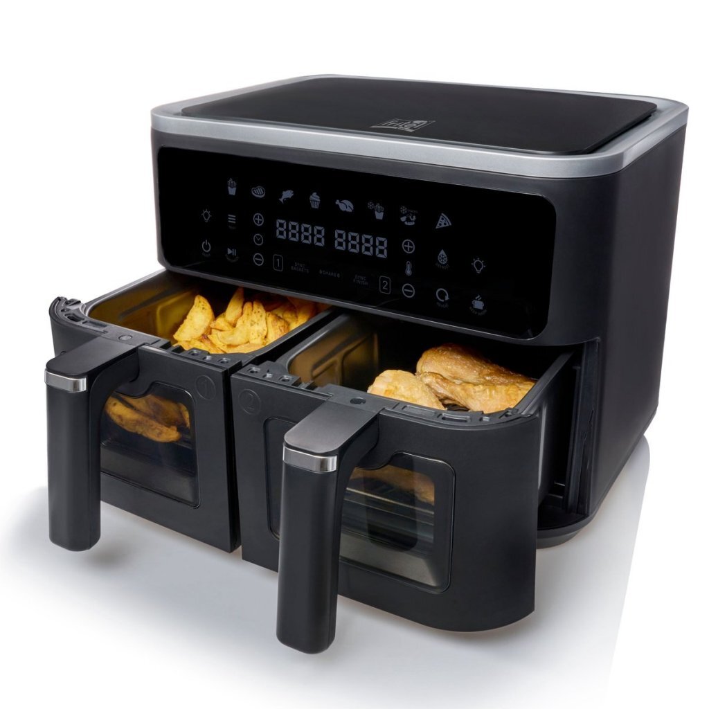 Fritel Airfryer Snacktastic 8480 Duo  Dubbele Heteluchtfriteuse 2X4.5L 2400W Zwart