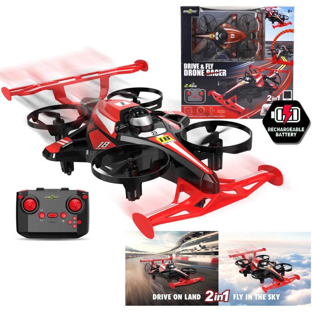 Gear2Play Drive And Fly Drone Racer Rood/Zwart