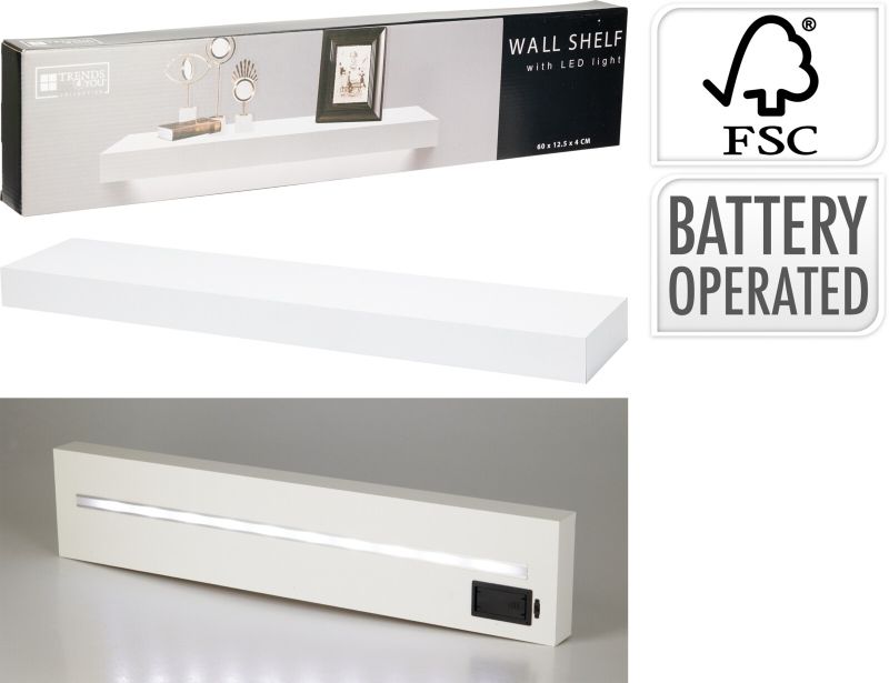 Trends4You Wandplank Met Led Verlichting - Wit