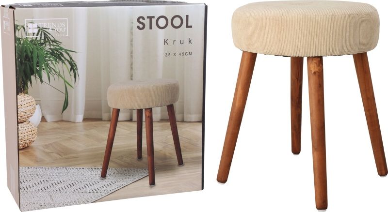 Trends4You Bijzetkrukje - Creme Wit - 45Cm