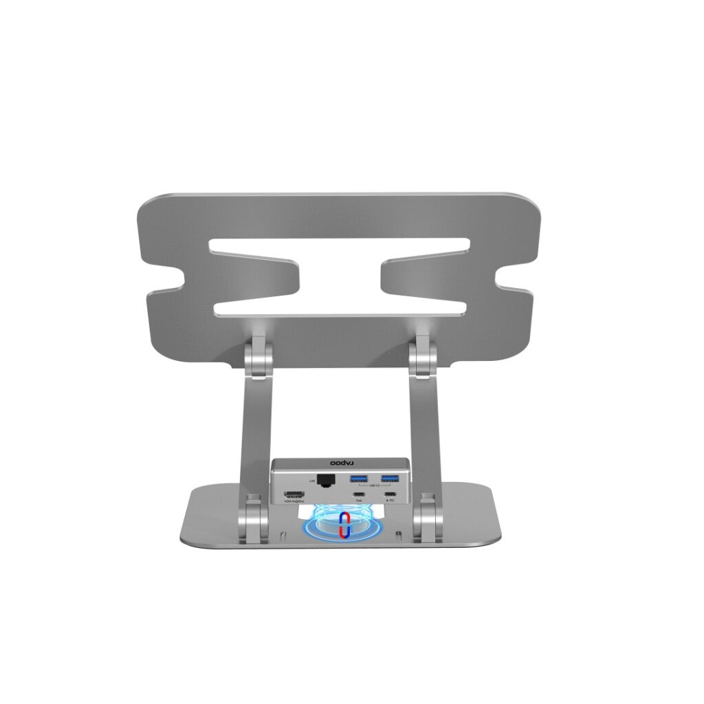 Rapoo Ucs-5001 Laptop Standaard + 5In1 Usb-C Multiport Hub Aluminium/Zilver