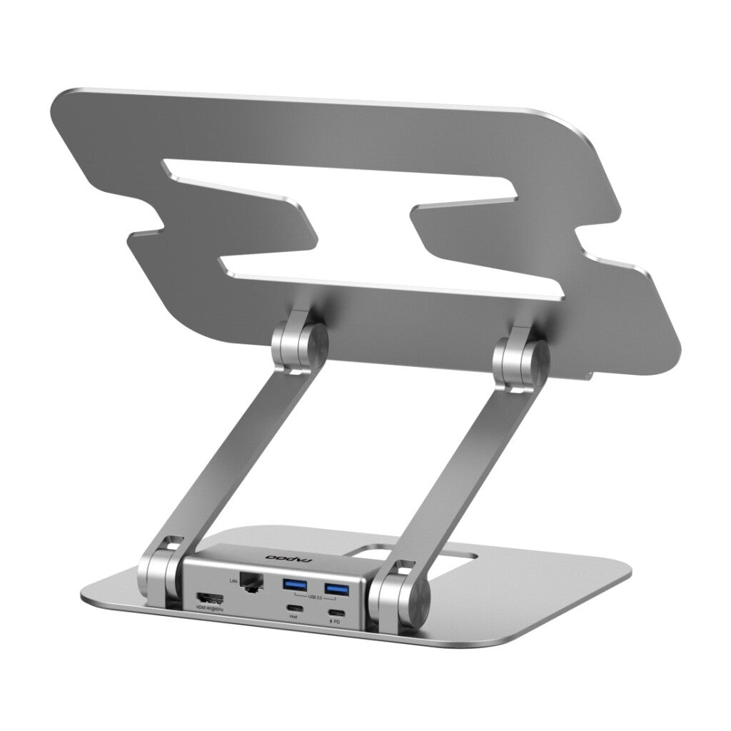 Rapoo Ucs-5001 Laptop Standaard + 5In1 Usb-C Multiport Hub Aluminium/Zilver