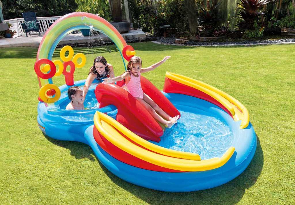 Intex 57453Np Regenboog Zwembad Met Glijbaan 297X193X135 Cm