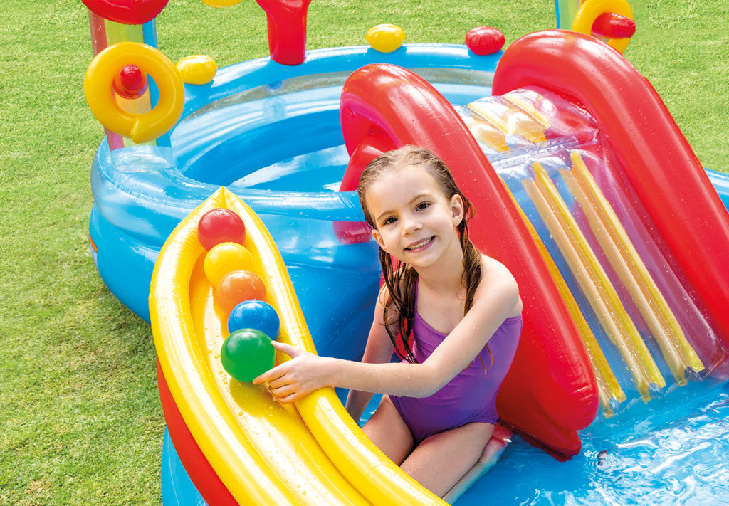 Intex 57453Np Regenboog Zwembad Met Glijbaan 297X193X135 Cm