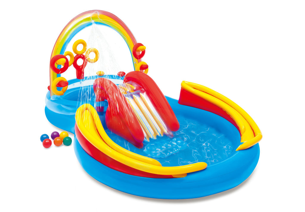 Intex 57453Np Regenboog Zwembad Met Glijbaan 297X193X135 Cm
