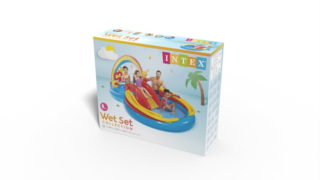 Intex 57453Np Regenboog Zwembad Met Glijbaan 297X193X135 Cm