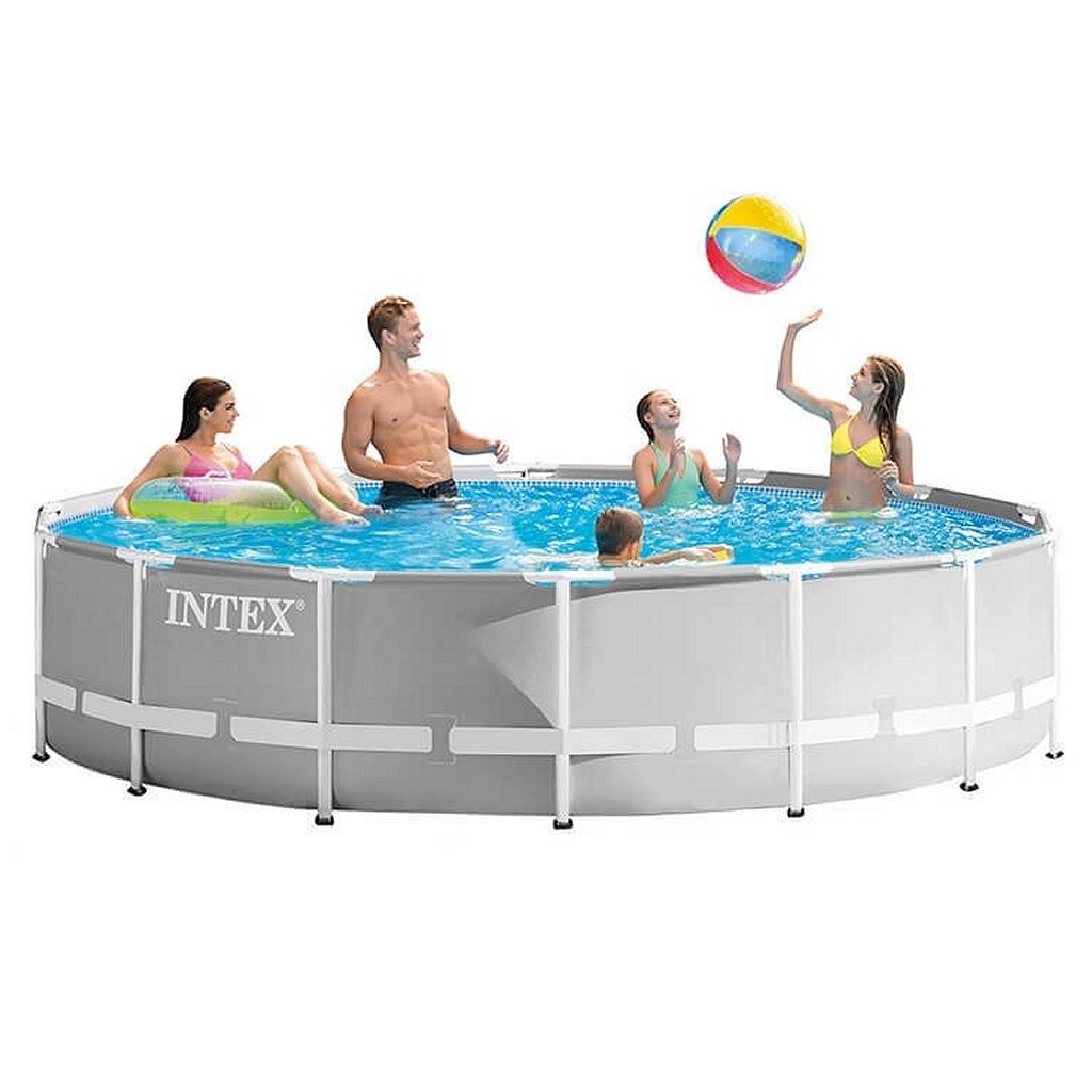 Intex 26724Gn Prism Frame Zwembad 457X107 Cm + Filterpomp En Trap + Accessoires Grijs