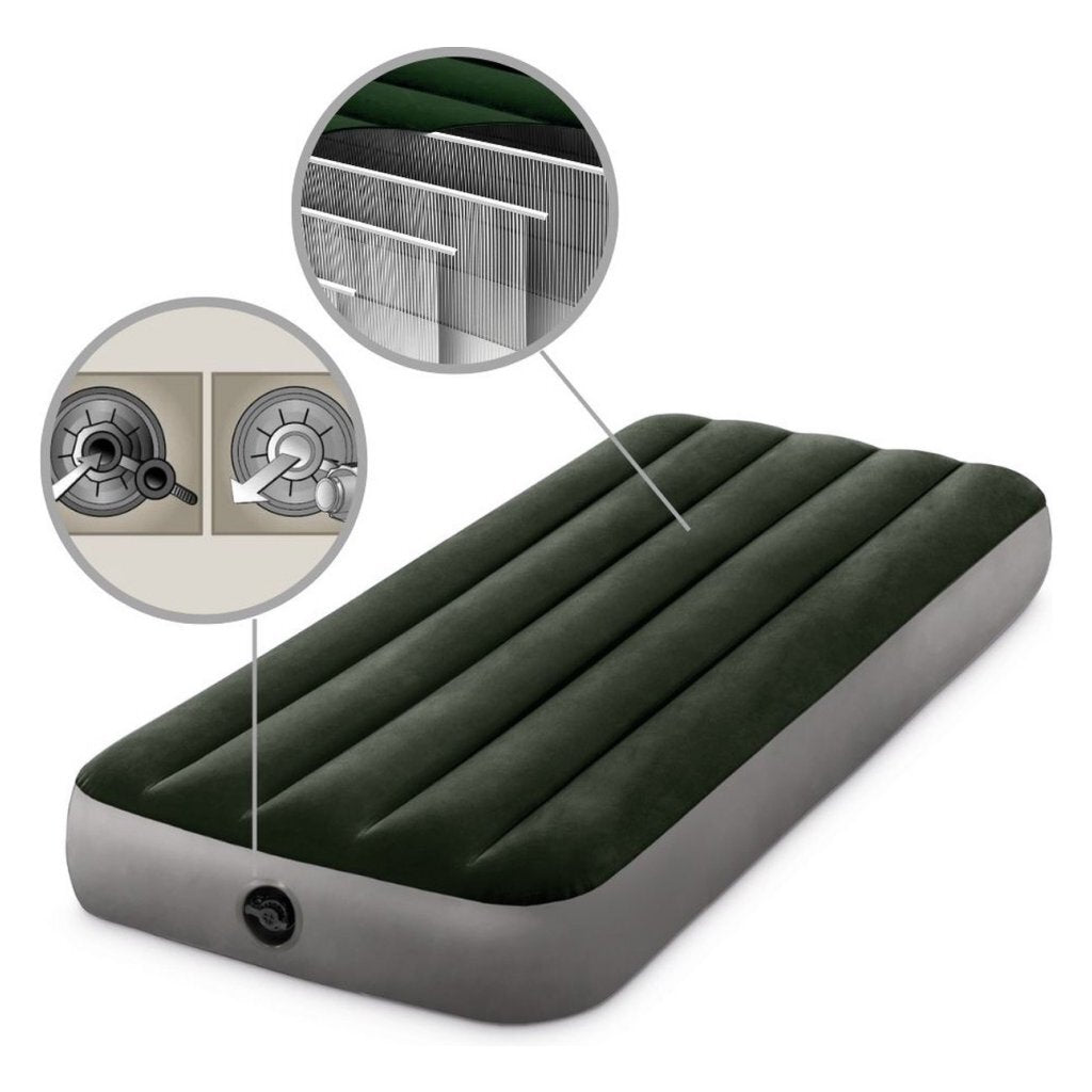 Intex 64106 Prestige Downy 1-Persoons Luchtbed 191X76 Cm Groen/Grijs