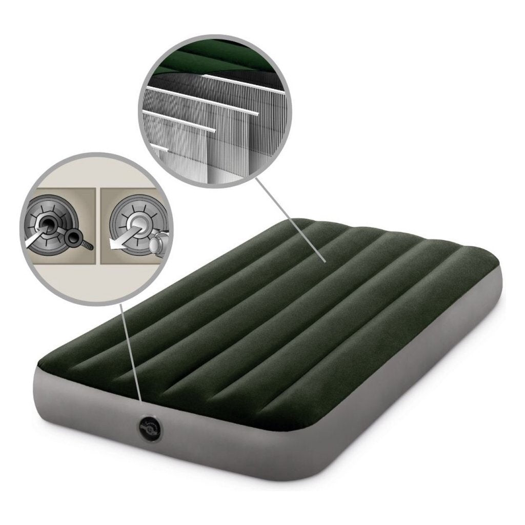 Intex 64107 Prestige Downy 1-Persoons Luchtbed 191X99 Cm Groen/Grijs