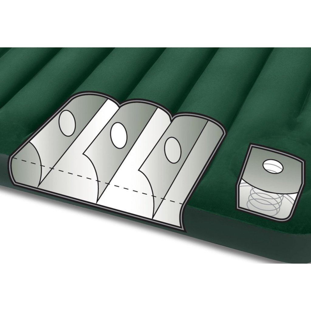 Intex 64760 Jr. Twin Dura-Beam Downy 1-Persoons Luchtbed 191X76X25 Cm + Ingebouwde Voetpomp Groen/Grijs