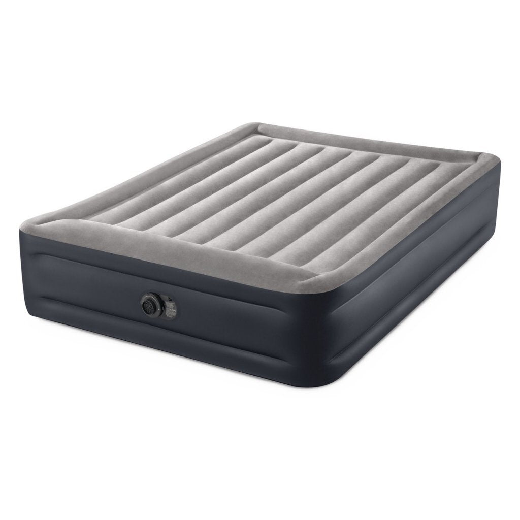 Intex 64136Nd Queen Deluxe Pillow Rest 2-Persoons Luchtbed 203X152X42 Cm + Ingebouwde Pomp Grijs/Blauw