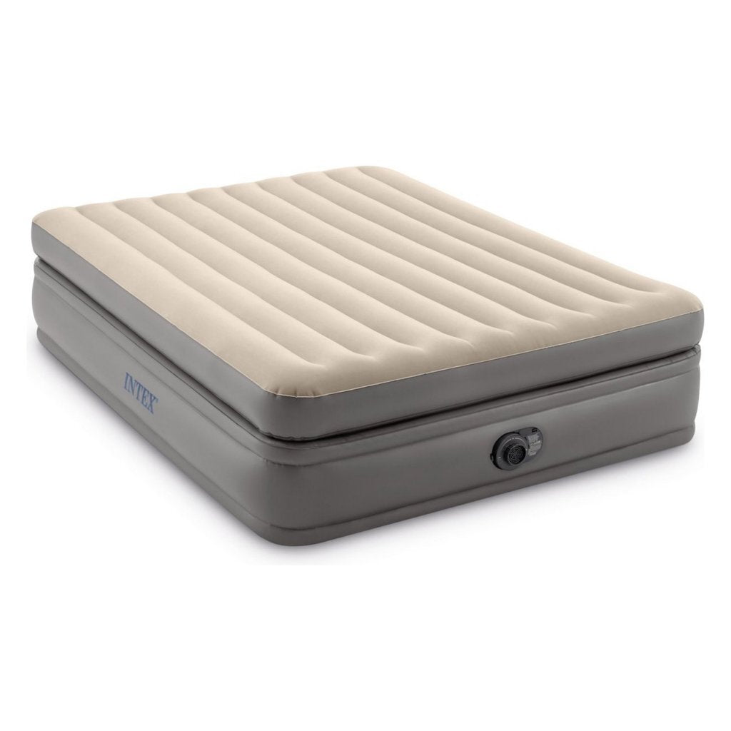 Intex 64164Nd Prime Comfort 2-Persoons Luchtbed 152X203X51 Cm + Ingebouwde Pomp Grijs/Beige
