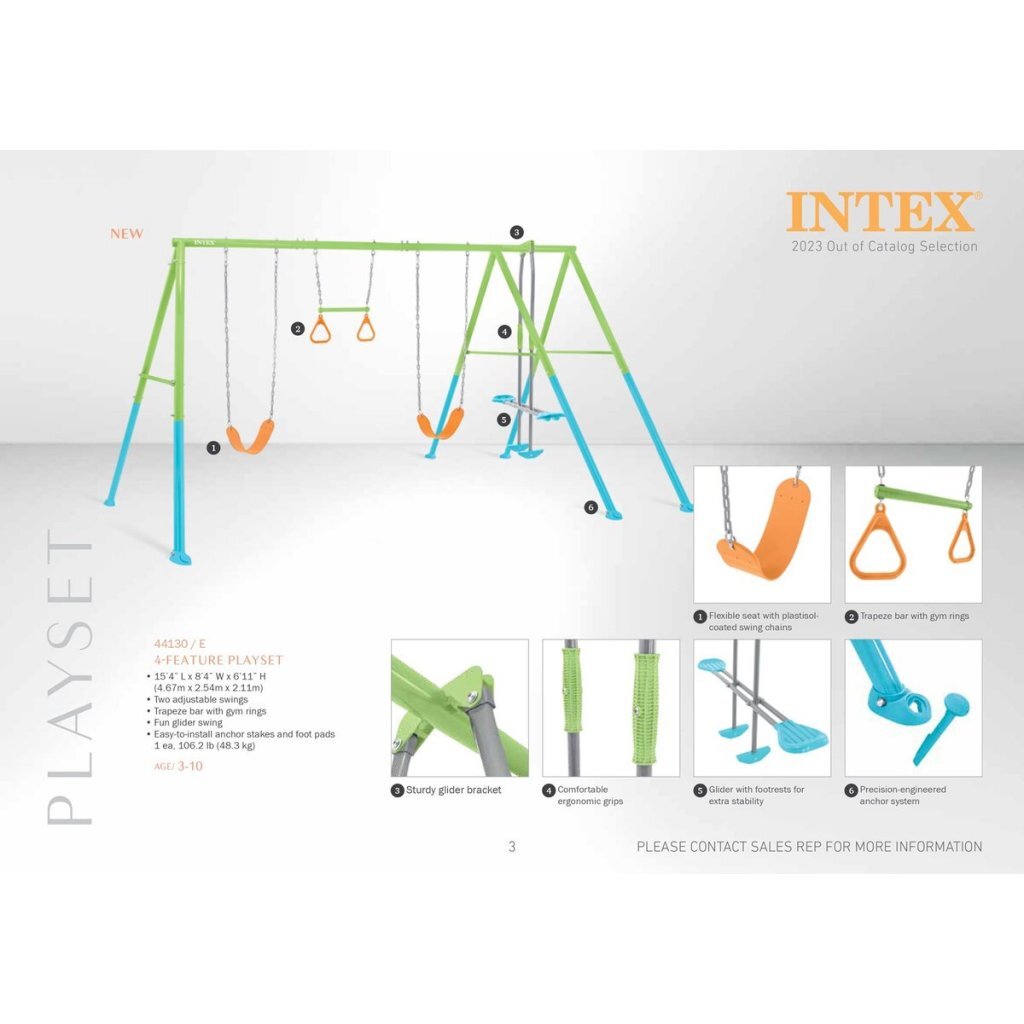 Intex 44130 Schommelset 442X200X235 Cm Groen/Blauw/Oranje