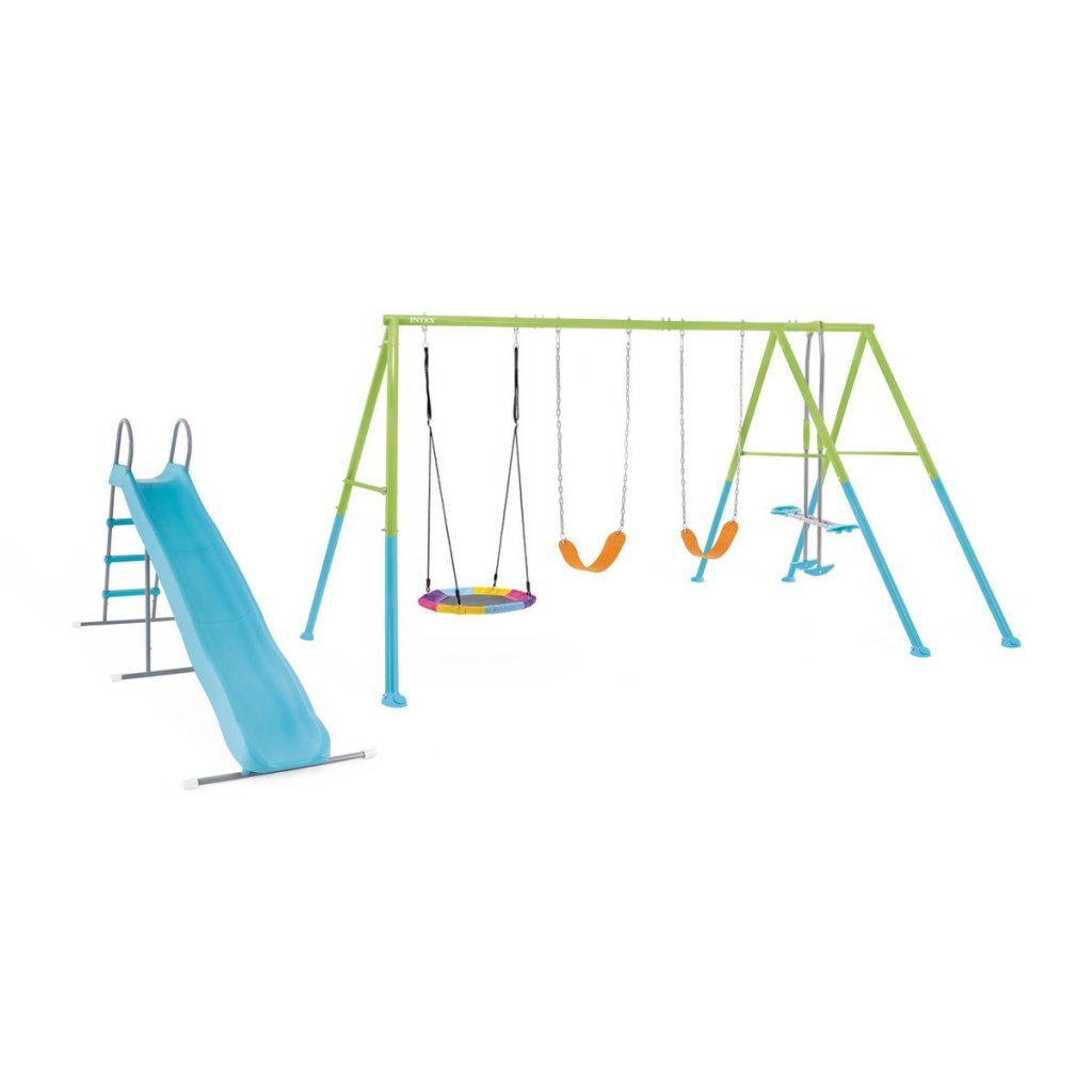 Intex 44151 Saucer &Amp; Swing Deluxe Vijf Swing Activiteiten Schommelset Blauw/Groen