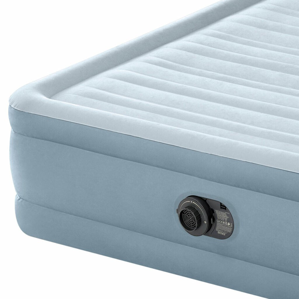 Intex 64450Nd Queen Plush 2-Persoons Luchtbed + Ingebouwde Pomp 236X152X86 Cm Grijs/Lichtblauw