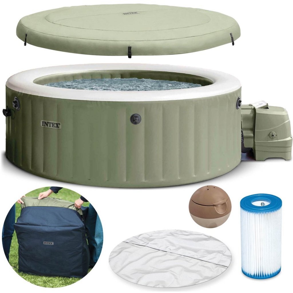 Intex 28426Np Purespa Bubble Massage Bad 196X71 Cm Olijfgroen