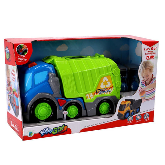 Overige Merken Kiddy Go Vuilniswagen + Licht En Geluid 31 Cm