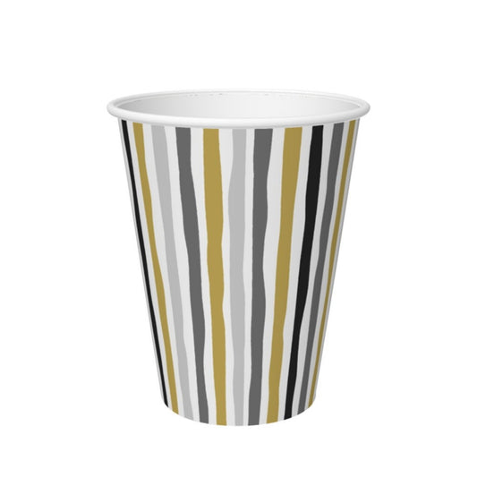 Duni Papieren Bekers Stripes Black And Gold 24 Cl 10 Stuks