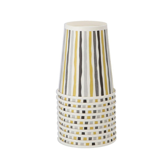 Duni Papieren Bekers Stripes Black And Gold 24 Cl 10 Stuks