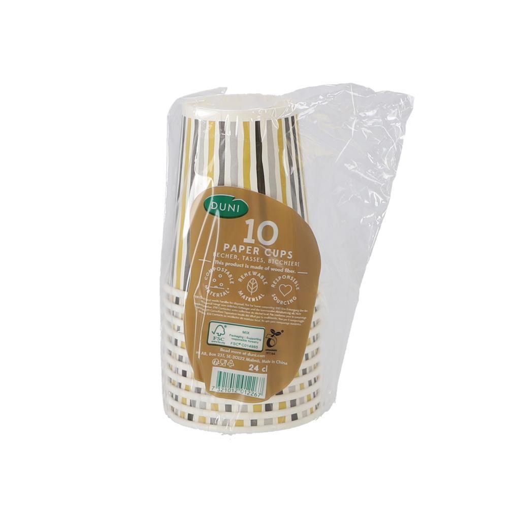 Duni Papieren Bekers Stripes Black And Gold 24 Cl 10 Stuks