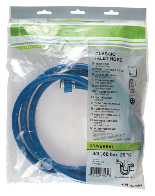 Electrolux 9029793438 Toevoerslang 3/4'' Recht - 3/4'' Gehoekt 60 Bar 25 &Deg;C 2.50 M