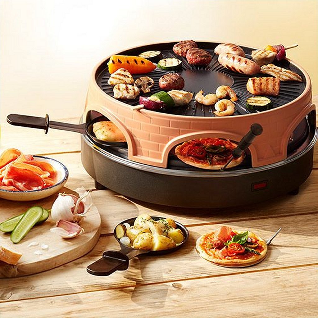 Emerio Po-113255.4 3In1 Pizzarette + 6 Pannetjes Terracotta Oranje/Zwart