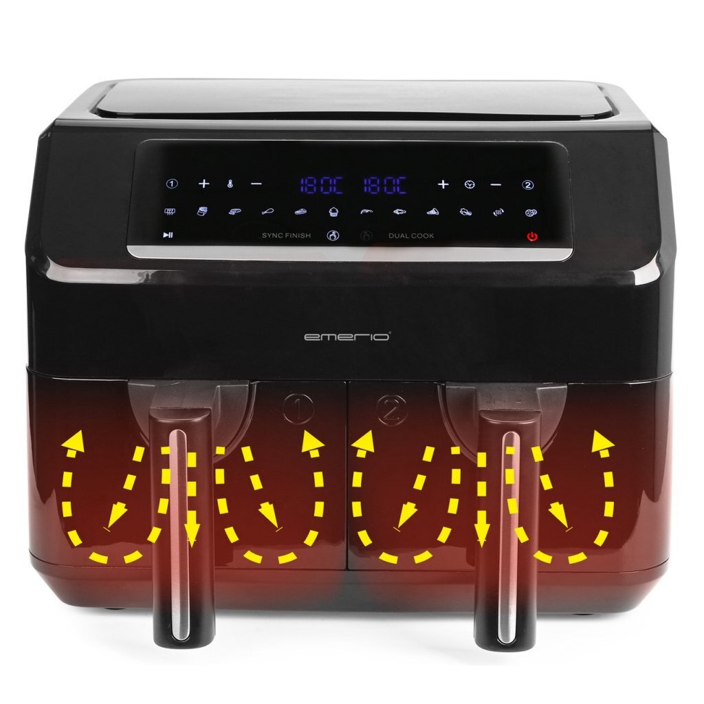 Emerio Af-130376.1 Dubbele Heteluchtfriteuse 2X3.6L 2400W Zwart