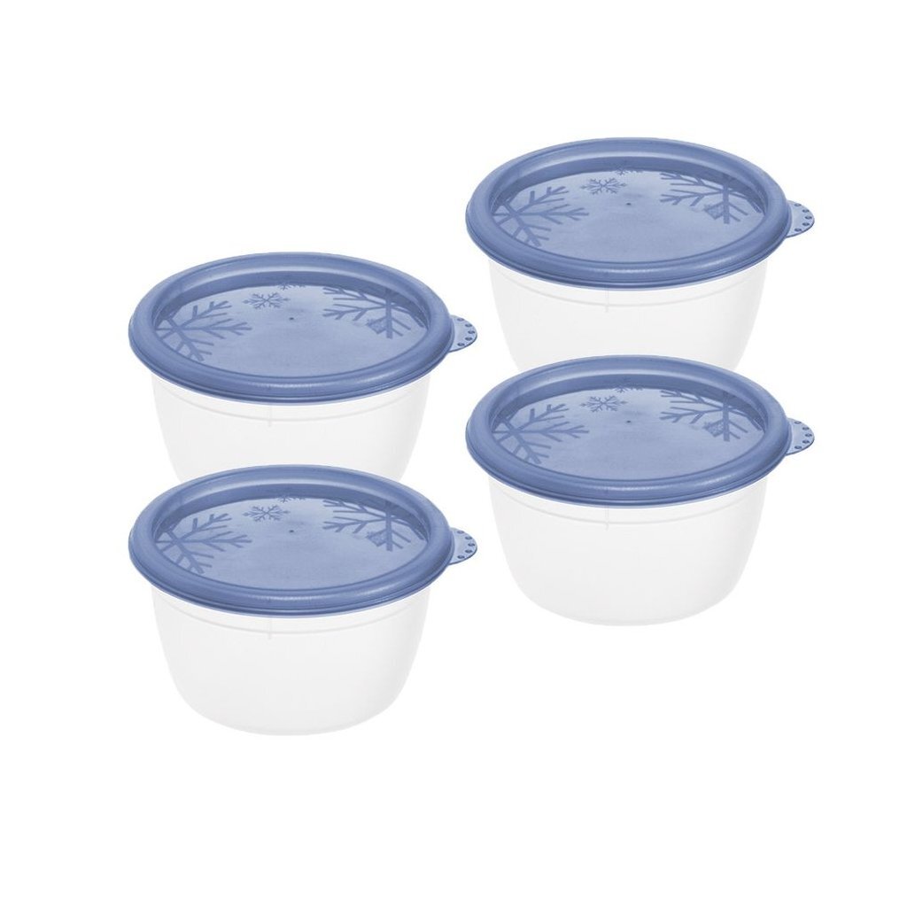 Rotho Rondo Koelkast Bewaardozen 4X0.15L Horizon Blauw/Transparant