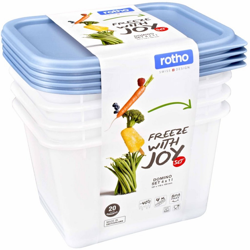 Rotho Domino Diepvriesdozen Etiket Decor 4X1L Horizon Blauw/Wit